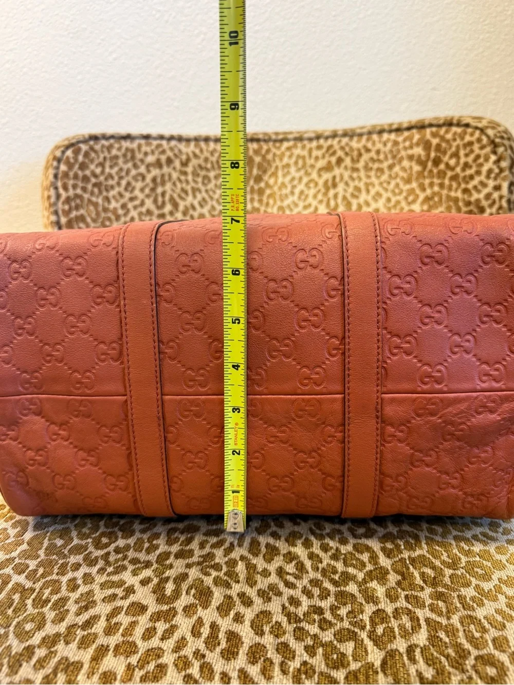 💯Authentic! GUCCI GG Guccissima Medium Joy Boston Bag Brown/Orange/Rust Leather